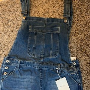 KanCan medium wash distressed overalls